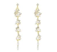 Elegant Zircon Leaf Earrings For Women Fashion Geometric Long Tassel Earrings for Women Bridal Wedding, 0, Acrylic, No Gemstone