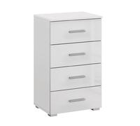 Elegant4you Narrow Chest - 4 Drawer - Alpine White & White High Gloss