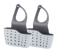 Elegantcharm EC Kitchen Sink Caddy Sponge Holder Plastic Hanging Ajustable Strap Faucet Caddy with Holes