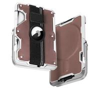 Elegante billetera de bloqueo RFID de Metal Premium para hombres de negocios, tarjetero de identificación con soporte de banda, tarjetero magnético con MacSafe, Coffee, Modern