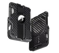 Elegante billetera de bloqueo RFID de Metal Premium para hombres de negocios, tarjetero de identificación con soporte de banda, tarjetero magnético con MacSafe, Black Carbon Fiber, Modern