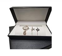 Elegante Watch and Bracelet Set for Women Crystal Watch and Bracelet Set Stainless Steel Girls Wrist Watch and 2 Bracelets Set Gift for Gradution