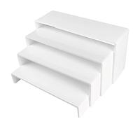 ELEGANTLIFE Acrylic Display Risers Set of 4, 4-Level Tiered Countertop Display Stands for Cupcakes, Mini Desserts, Jewelry, Cosmetics, Small Figures & Collectibles, White