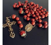 elegantmedical Catholic Carnelian beads 5 DECADE Our Lady Of Grace Rosary Necklace Bronze Cross crucifix