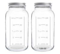 eleganttime 128 oz Mason Jars Extra Wide Mouth 2 Pack, 1 Gallon Glass Large Jars with Airtight Lid, Safe for Food Storage,Curing, Fermentation and Preservation
