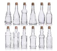 eleganttime Potion Bottles with Cork,12 Pack Small Clear Vintage Decorative Bottles,Mini Vase Glass Jars With Cork Lids for DIY Crafts,Decor,Sand Art