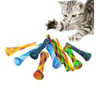 ELEGANTTIN 15 Pcs Cat Spring Toys Set Colorful Nylon Mesh Sticks Interactive Cat Toy Flexible Tube Interactive Cat Toy for Indoor Cats for Swatting Biting Hunting Kitten Toys