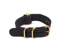 Elegantyl 18mm 20mm 22mm 24mm Watch Band with Gold 5 Rings Stainless Steel Buckle for Nato Nylon Strap, Black, 20mm
