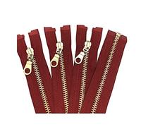 Elegantyl 2 Pieces 5# 30-60cm Brass Metal zipper Open Tail Zipper for Diy Sewing Accessories, Wine Red, 50cm