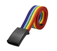 Elegantyl Colorful Woven Belts Men's and Women's Stripes Color Nylon Braided Belt Rainbow Canvas Belts 3.8 cm, 120cm