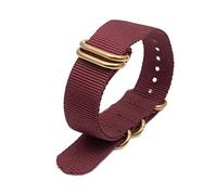 Elegantyl Nylon Nato Watch Band 18mm 20mm 22mm 24mm Sport Strap with Gold Stainless Steel 5 Rings Buckle, 22mm