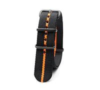 Elegantyl Nylon Nato Watch Wristband Black + Orange Striped Strap Adjustable Nylon Watch Band 18/20/22/24mm Watch Accessoriss, 20mm