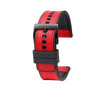 Elegantyl Quick Release Genuine Leather Strap with Men Waterproof Rubber Bottom Watchband 20-24mm Watch Wristband, 22mm