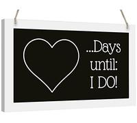 Eleganza 1 x Days Until I Do Black Board, Wood, Multi-Colour, 15.5 x 27 x 0.5 cm