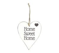 Eleganza 1 x Heart Sweet Home Wall Hanging, Wood, White, 15.6 x 10 x 0.5 cm