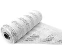 Eleganza 25cm Silver & White Stripe Deco Mesh, 29CM