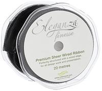ELEGANZA 70 mm x 20 m Wired Edges Sheer Ribbon, Woven, Black, 12 x 12 x 7 cm