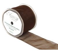 ELEGANZA 70 mm x 20 m Wired Edges Sheer Ribbon, Woven, Chocolate, 12 x 12 x 7 cm