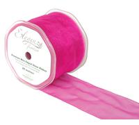 ELEGANZA 70 mm x 20 m Wired Edges Sheer Ribbon, Woven, Fuchsia, 12 x 12 x 7 cm