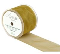 ELEGANZA 70 mm x 20 m Wired Edges Sheer Ribbon, Woven, Gold a, 12 x 12 x 7 cm