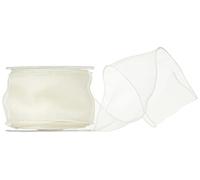 ELEGANZA 70 mm x 20 m Wired Edges Sheer Ribbon, Woven, Ivory, 12 x 12 x 7 cm