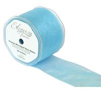 ELEGANZA 70 mm x 20 m Wired Edges Sheer Ribbon, Woven, Light Blue, 12 x 12 x 7 cm