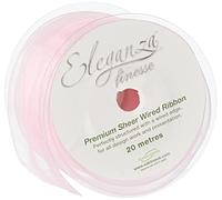 ELEGANZA 70 mm x 20 m Wired Edges Sheer Ribbon, Woven, Light Pink, 12 x 12 x 7 cm