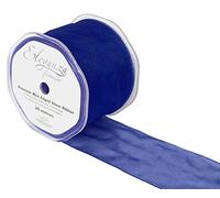 ELEGANZA 70 mm x 20 m Wired Edges Sheer Ribbon, Woven, Navy Blue, 12 x 12 x 7 cm