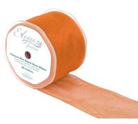 ELEGANZA 70 mm x 20 m Wired Edges Sheer Ribbon, Woven, Orange, 12 x 12 x 7 cm