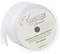 Eleganza 70 mm x 20 m Wired Edges Sheer Ribbon, Woven, White, 12 x 12 x 7 cm