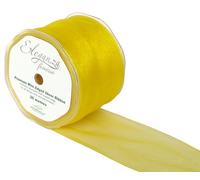 ELEGANZA 70 mm x 20 m Wired Edges Sheer Ribbon, Woven, Yellow, 12 x 12 x 7 cm
