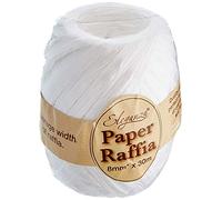 Eleganza 8 mm x 30 m Paper Raffia for Variety of Craft Projects and Gift Wrapping, No.01 White