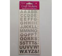 Eleganza Alphabet Capital Letters Self Adhesive Stickers 1.5cm Sparkly Glitter Silver