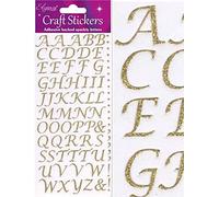 Eleganza Alphabet Capital Letters Self Adhesive Stickers 1.5cm Sparkly Styled Gold