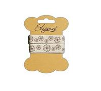 Eleganza Craft Ribbon Dappled Flowers Natural Linen 2m x 15mm