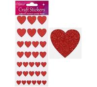 Eleganza Craft Stickers Glitter Hearts Assortment Red No.16
