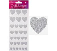 Eleganza Craft Stickers Glitter Hearts Assortment Silver No.24