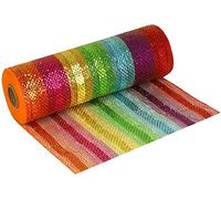 Eleganza Deco Mesh Metallic Rainbow 25cm x 9.1m (10yds) Pattern No.271, RED, Green, Gold