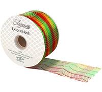 Eleganza Deco Mesh Metallic Red, Green, Gold 63mm x 10m Pattern No.272