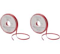 ELEGANZA Double Faced Satin 3mm x 50m Red No.16 (Pack of 2)