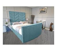 Eleganza Home Alino Plush Velvet Duck Egg TV Bed Frame in Duck Egg Blue | Size: Double Eleganza Home Duck Egg Blue Double