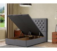 Eleganza Home Castle Ottoman Bed Floor Standing - Linen in Grey | Size: Small Double Eleganza Home Grey Small Double