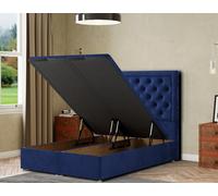 Eleganza Home Castle Ottoman Bed Floor Standing - Plush in Navy | Size: Small Double Eleganza Home Navy Small Double