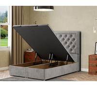Eleganza Home Castle Ottoman Bed Floor Standing - Plush in Silver | Size: Super King Eleganza Home Silver Super King