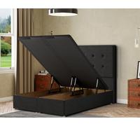 Eleganza Home Darlington Ottoman Bed Floor Standing - Linen in Black | Size: Single Eleganza Home Black Single