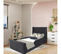 Eleganza Home Winnie Kids Bed Plush Velvet with Safety Siderails- Steel in Silver | Size: Double Eleganza Home Silver Double