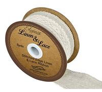 Eleganza Linen & Lace Stitched Edge Pattern No.353 38mm x 5yds Ivory No.61, Fabric, 0.45x0.45x0.95 cm