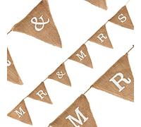 Eleganza Mr & Mrs Natural Hessian Bunting 1.2m Long 6 Flags Wedding Decoration