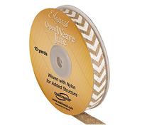 Eleganza Open Weave Jute Chevron Print 15mm x 10 Yards White No.01