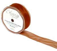 ELEGANZA Premium Wire Edged Sheer Ribbon, Organza, Copper, 12 x 12 x 4 cm